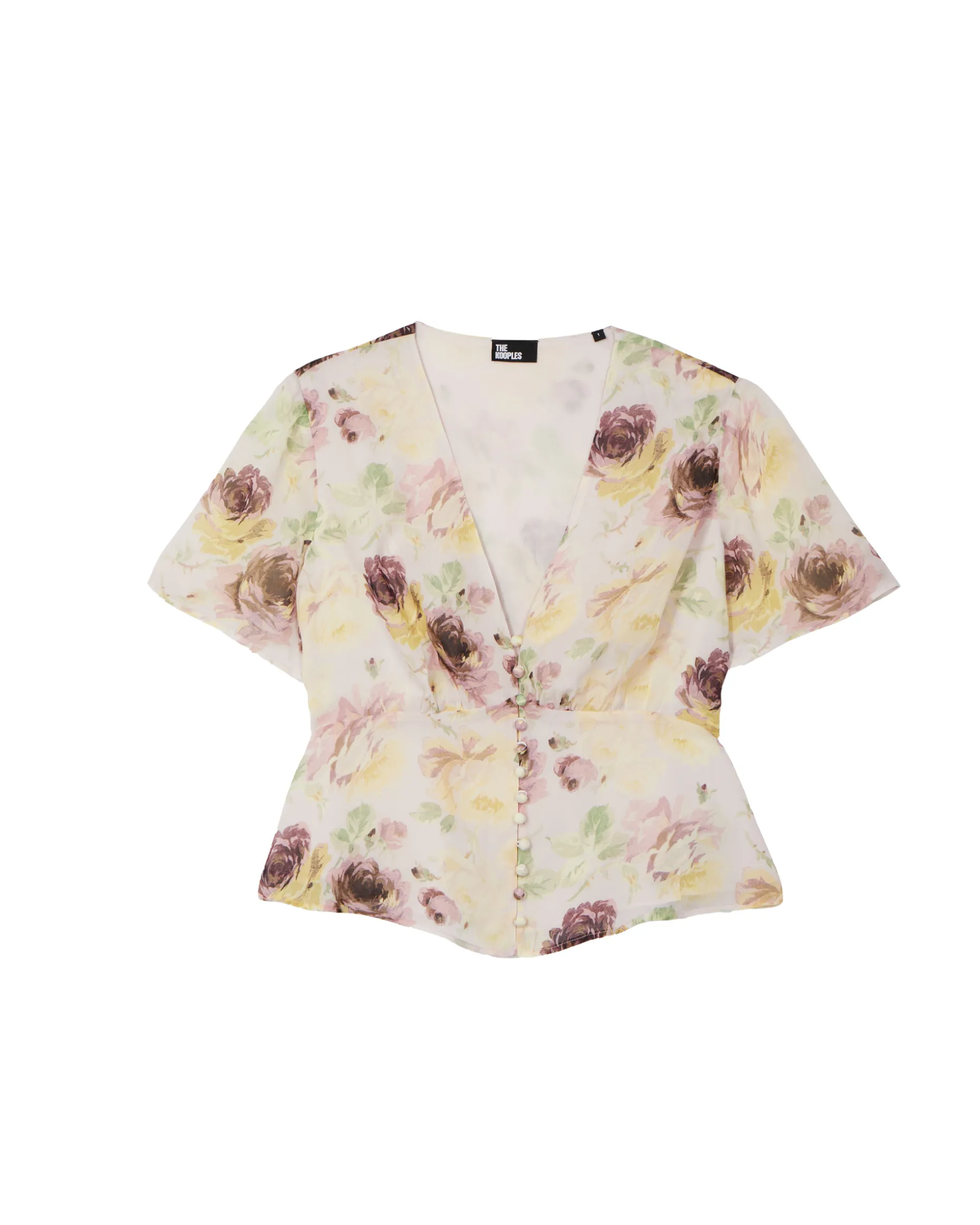 Top détails boutons imprimé fleuri