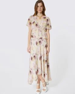 Top détails boutons imprimé fleuri