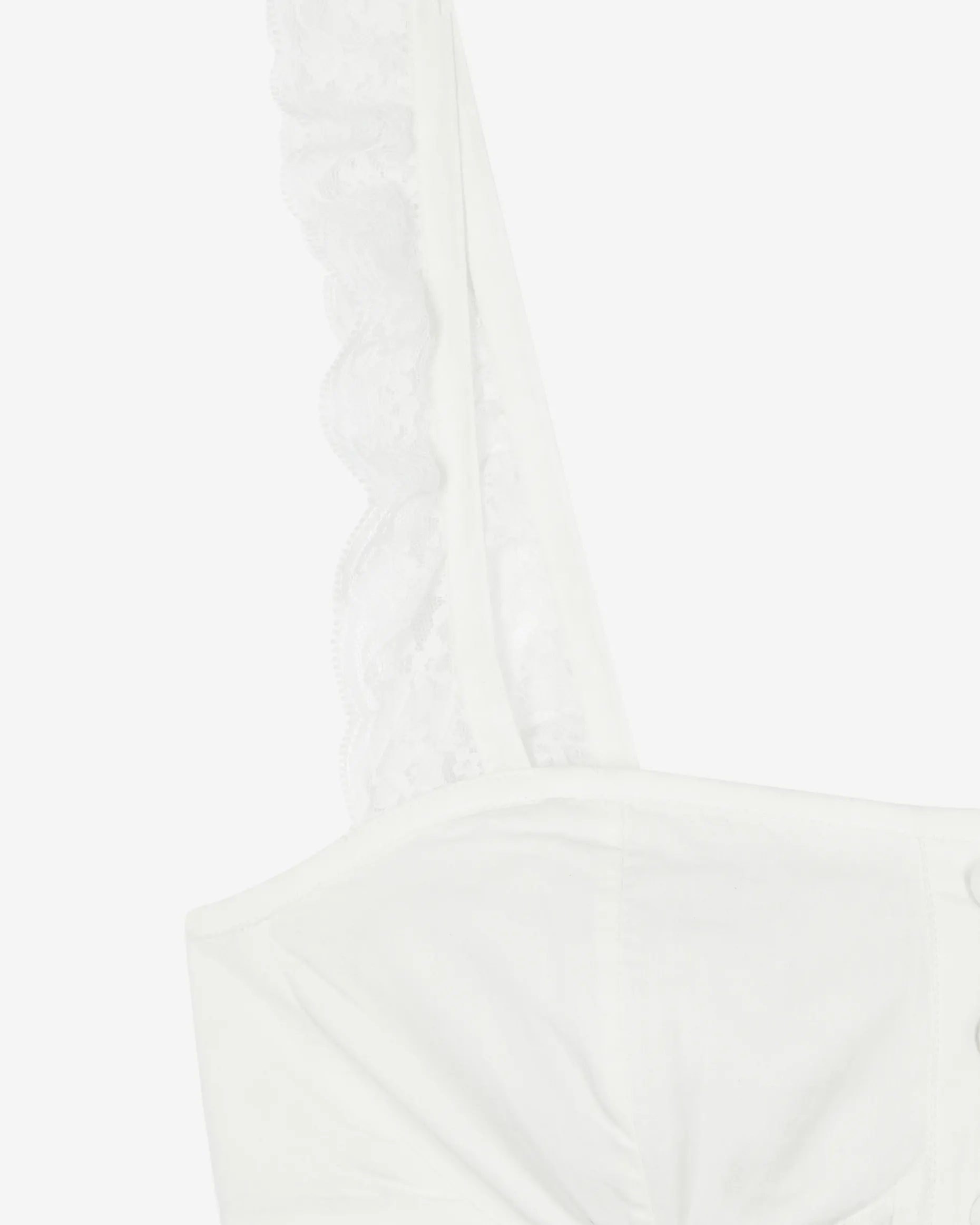Top en coton avec bretelles en dentelle volantée écru