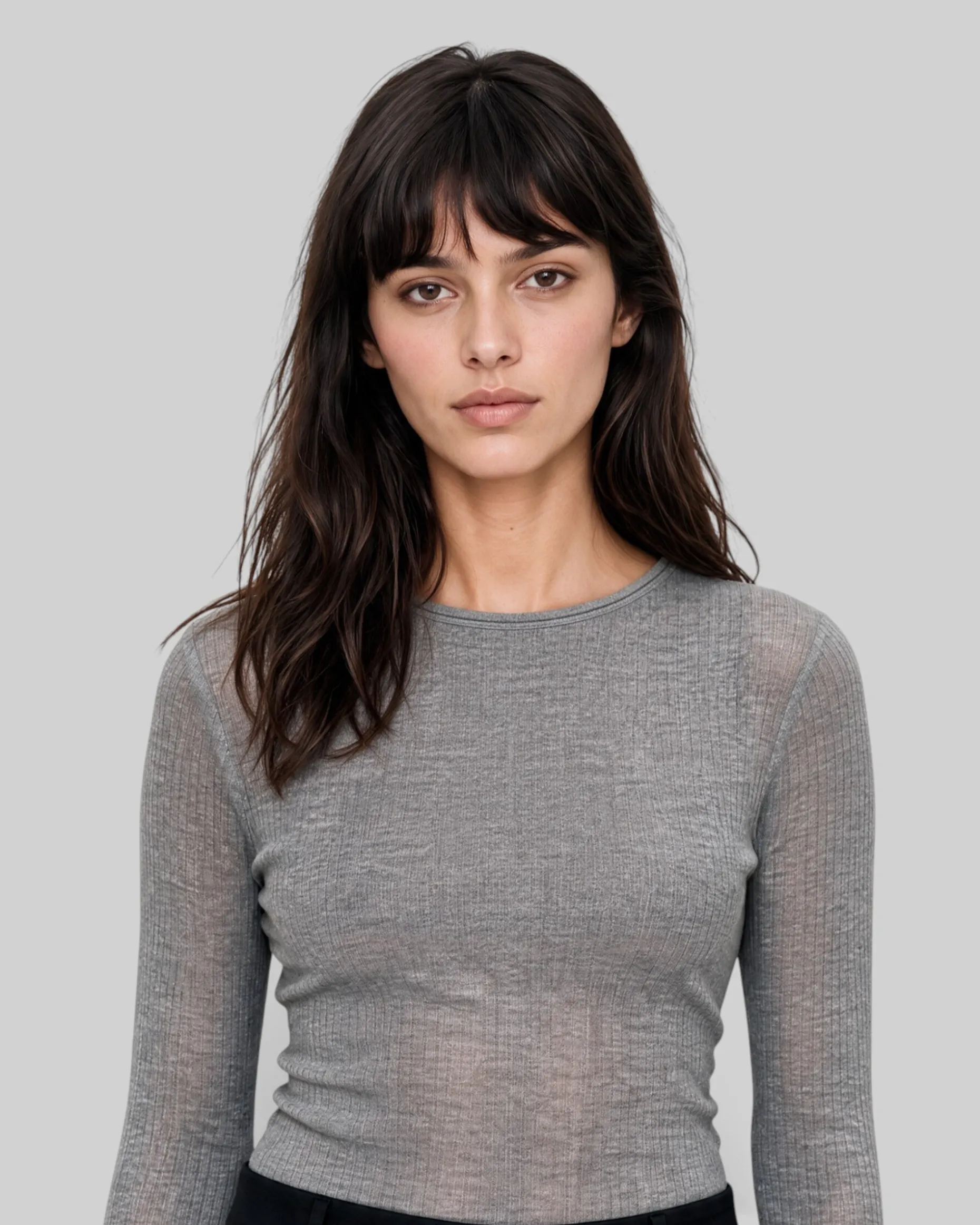 Top en laine mélangée gris anthracite