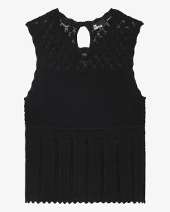 Top en maille ajourée noir