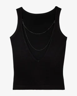 Top en maille avec chaînes noir
