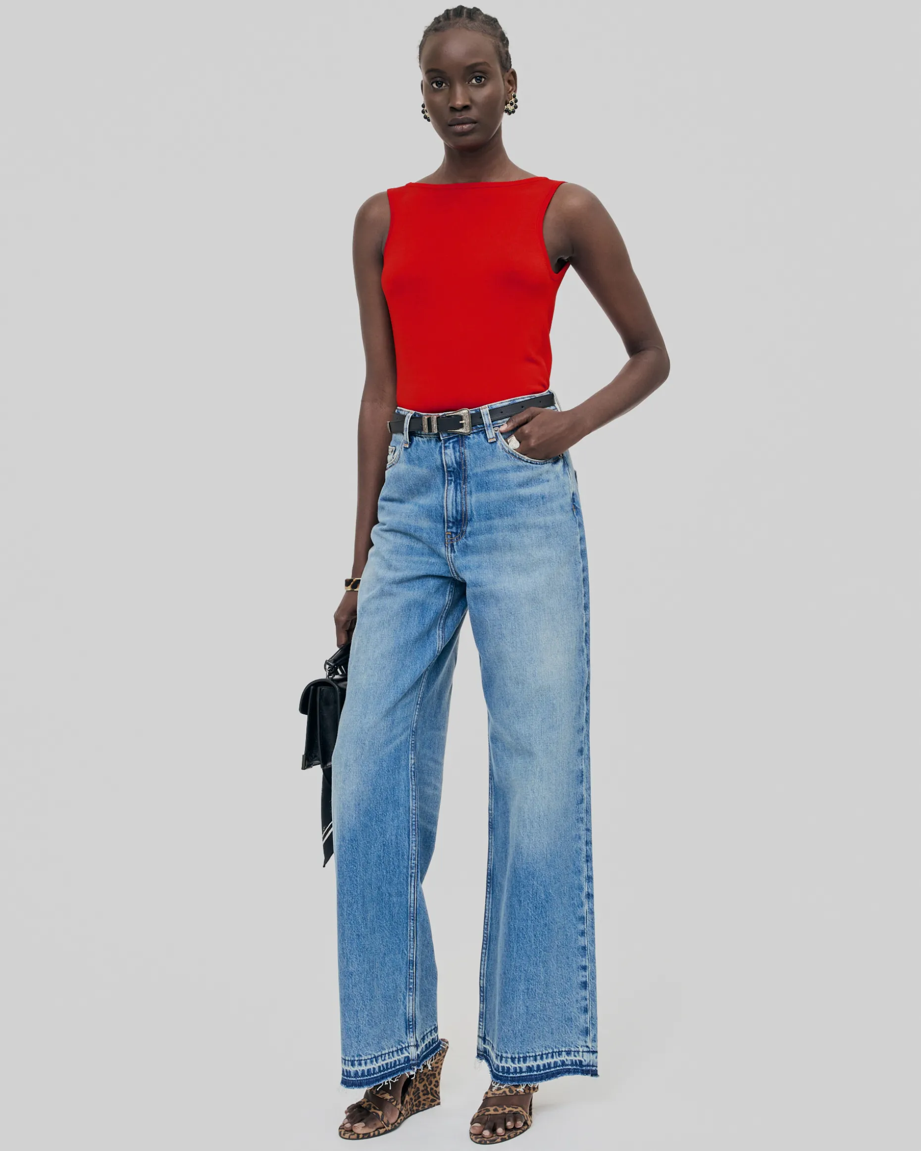 Top en maille avec chaînes rouge