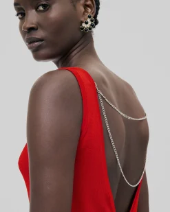 Top en maille avec chaînes rouge