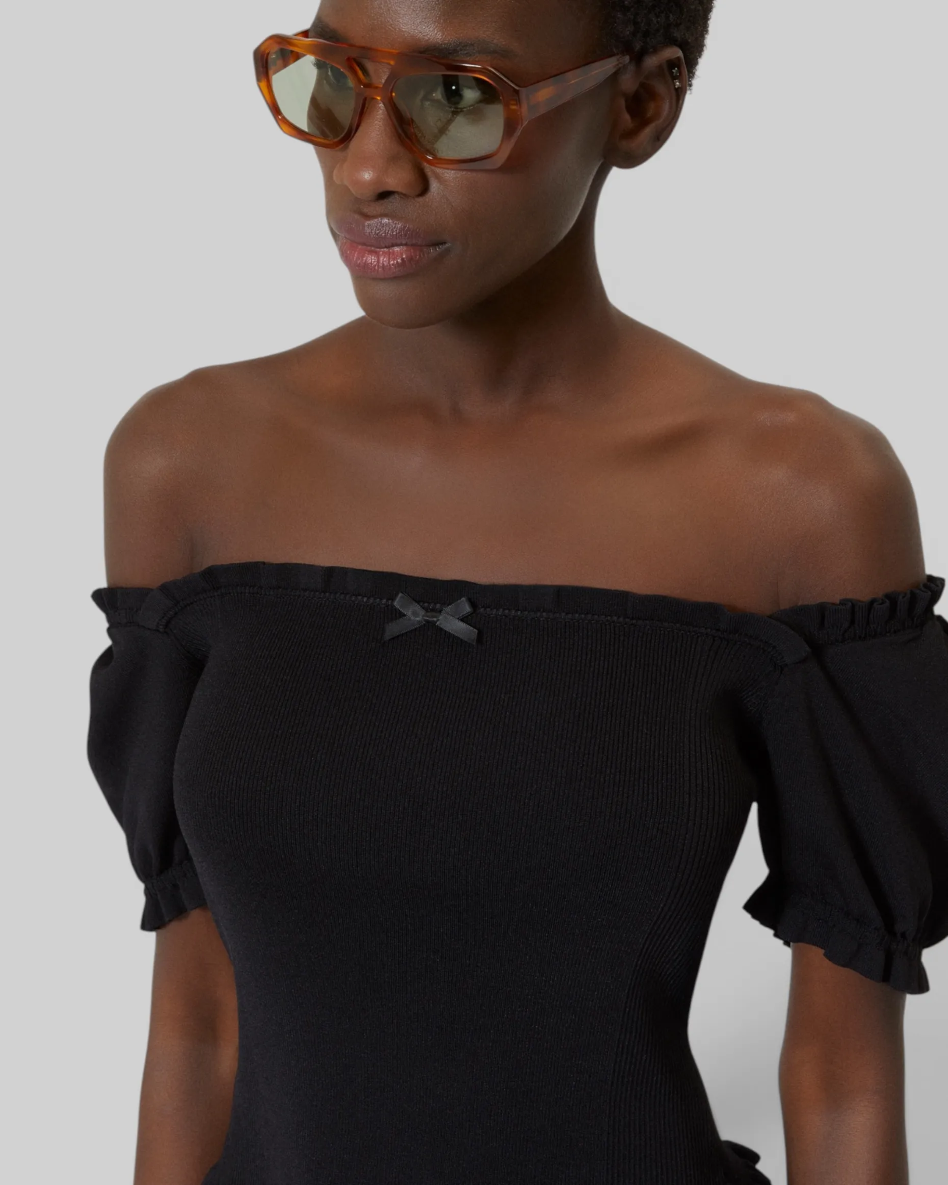 Top en maille smocké noir