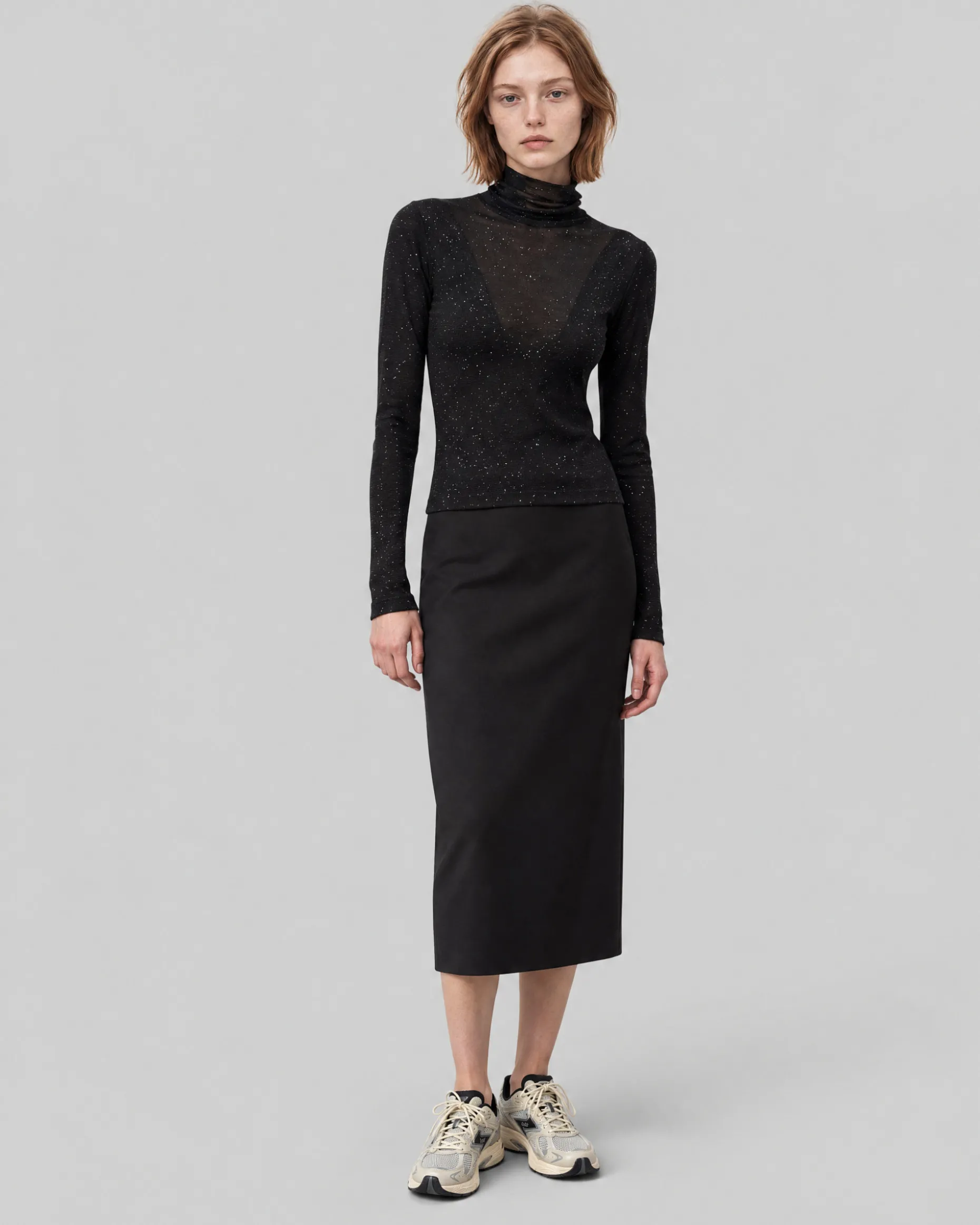 Top en maille strassée noir
