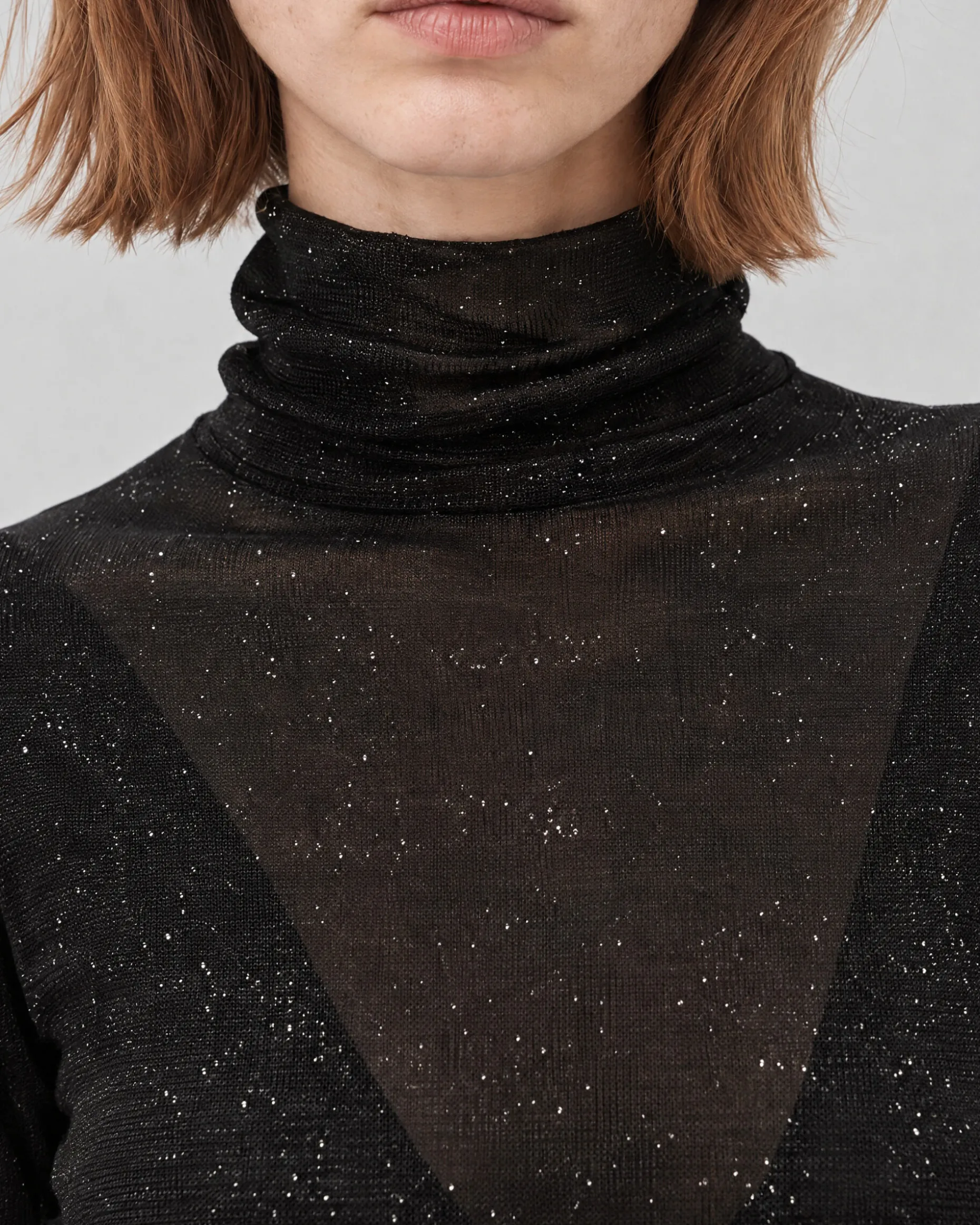 Top en maille strassée noir