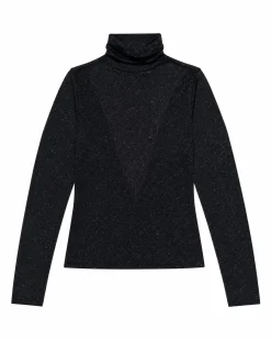 Top en maille strassée noir