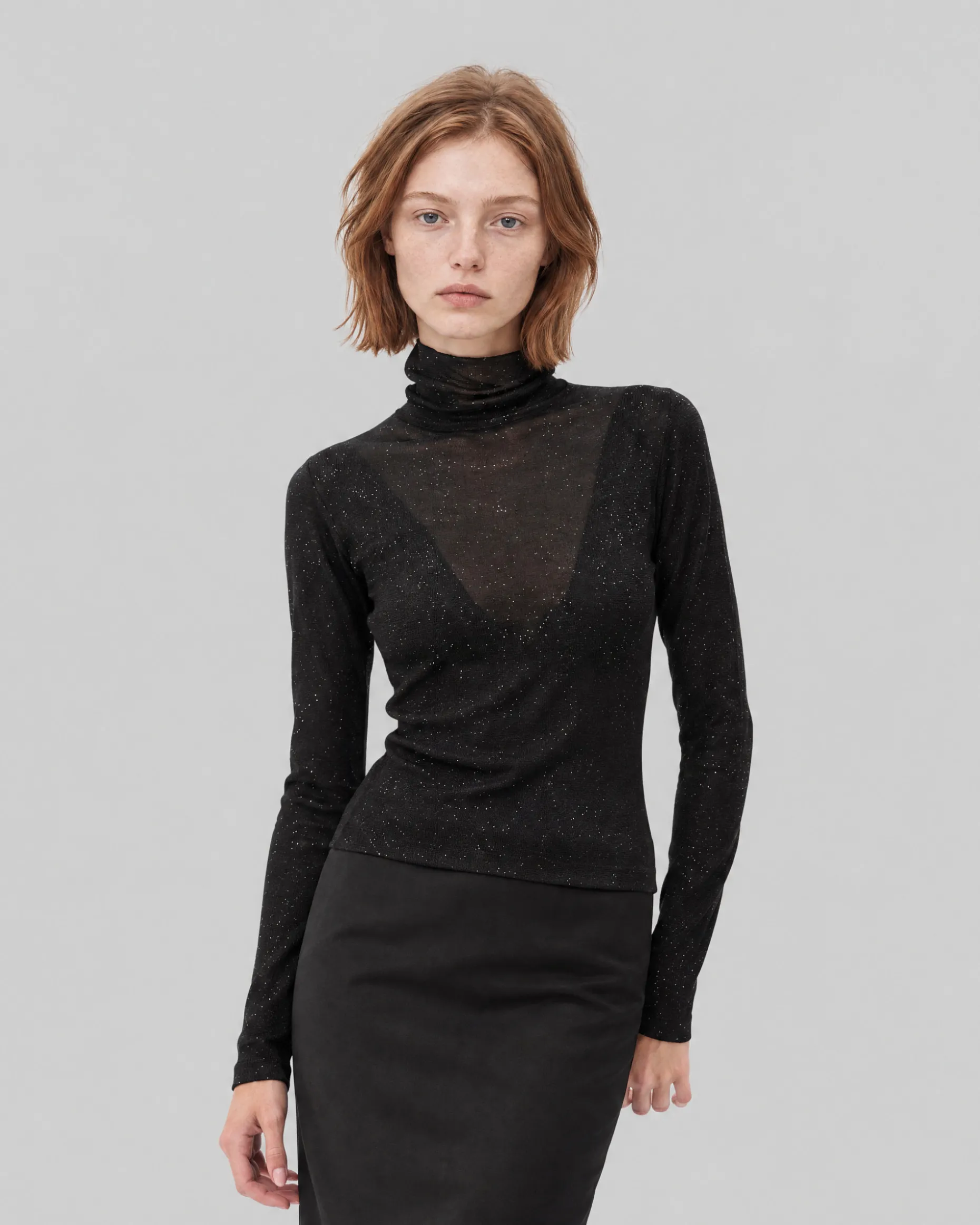 Top en maille strassée noir