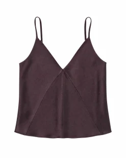 Top fines bretelles en satin marron