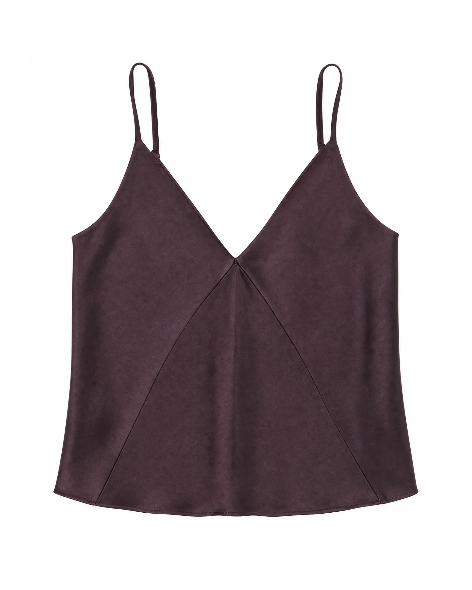 Top fines bretelles en satin marron