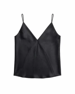 Top fines bretelles en satin noir