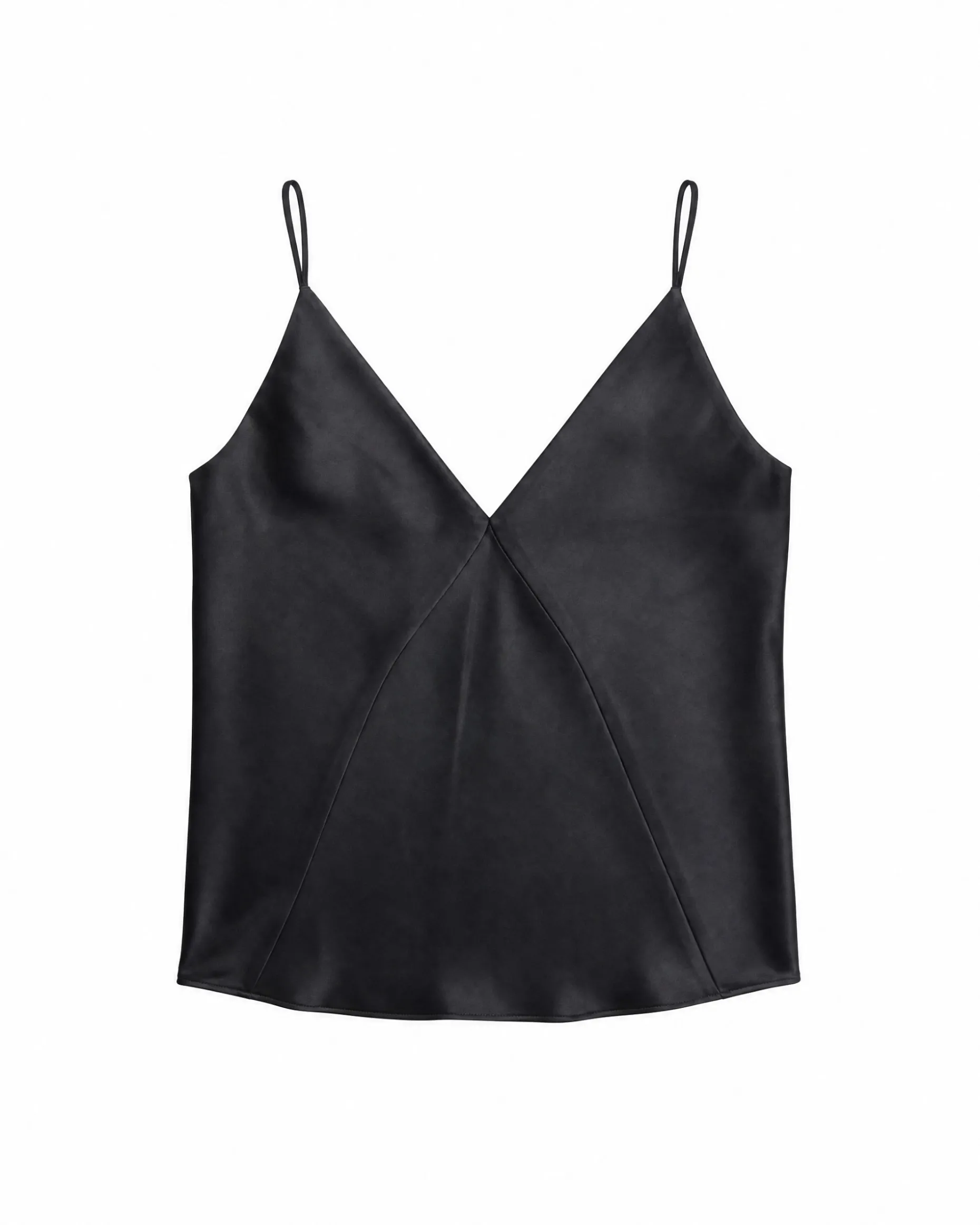 Top fines bretelles en satin noir