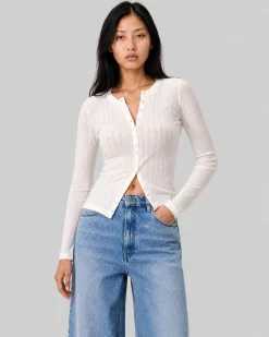 Top manches longues en coton ecru