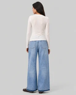 Top manches longues en coton ecru