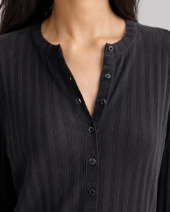 Top manches longues en coton noir