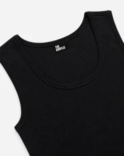 Top sans manches en coton mélangé noir