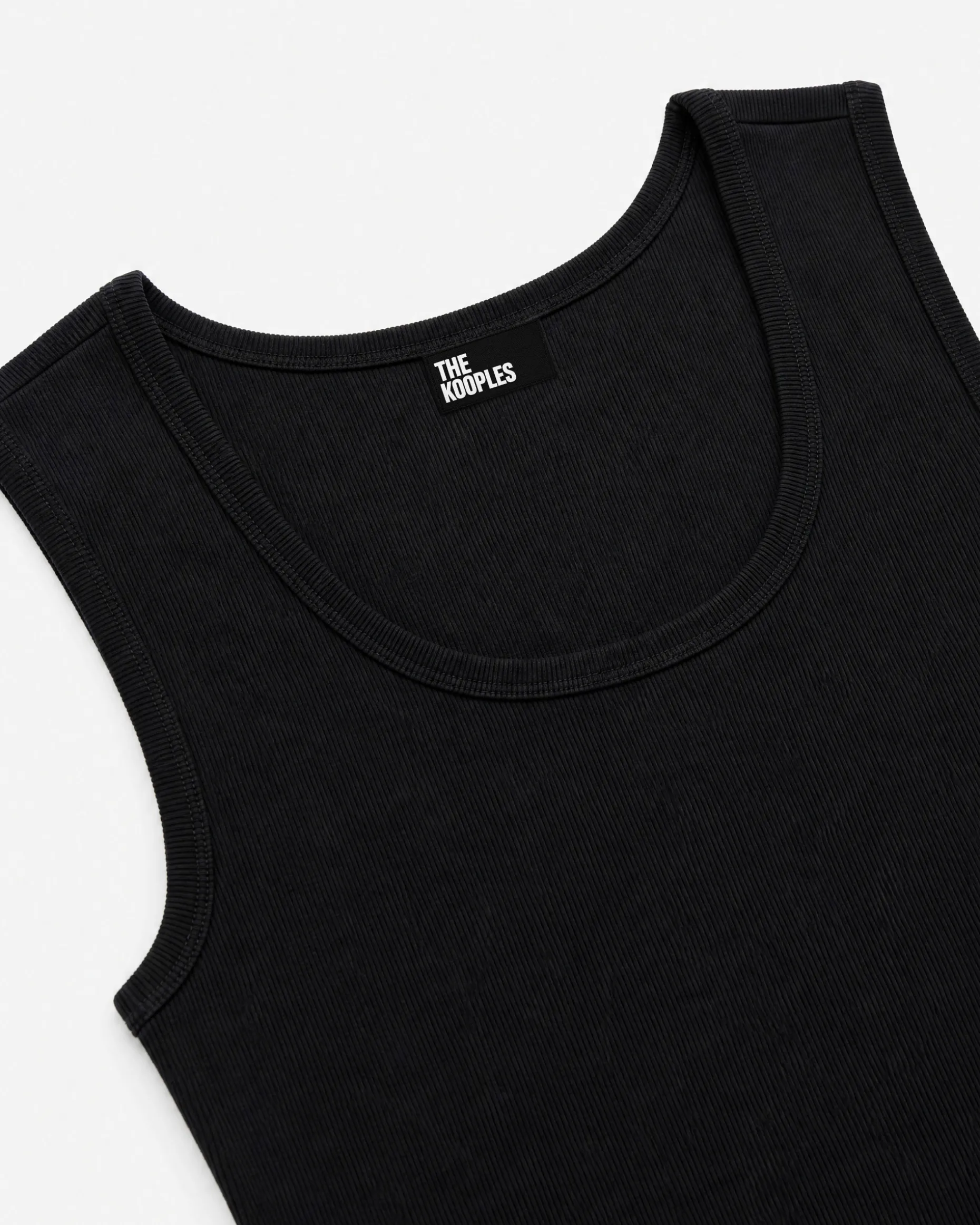 Top sans manches en coton mélangé noir