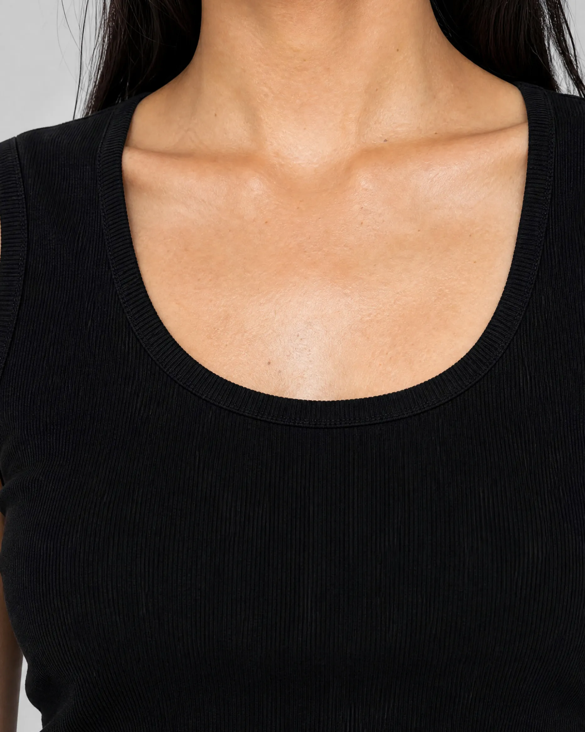 Top sans manches en coton mélangé noir