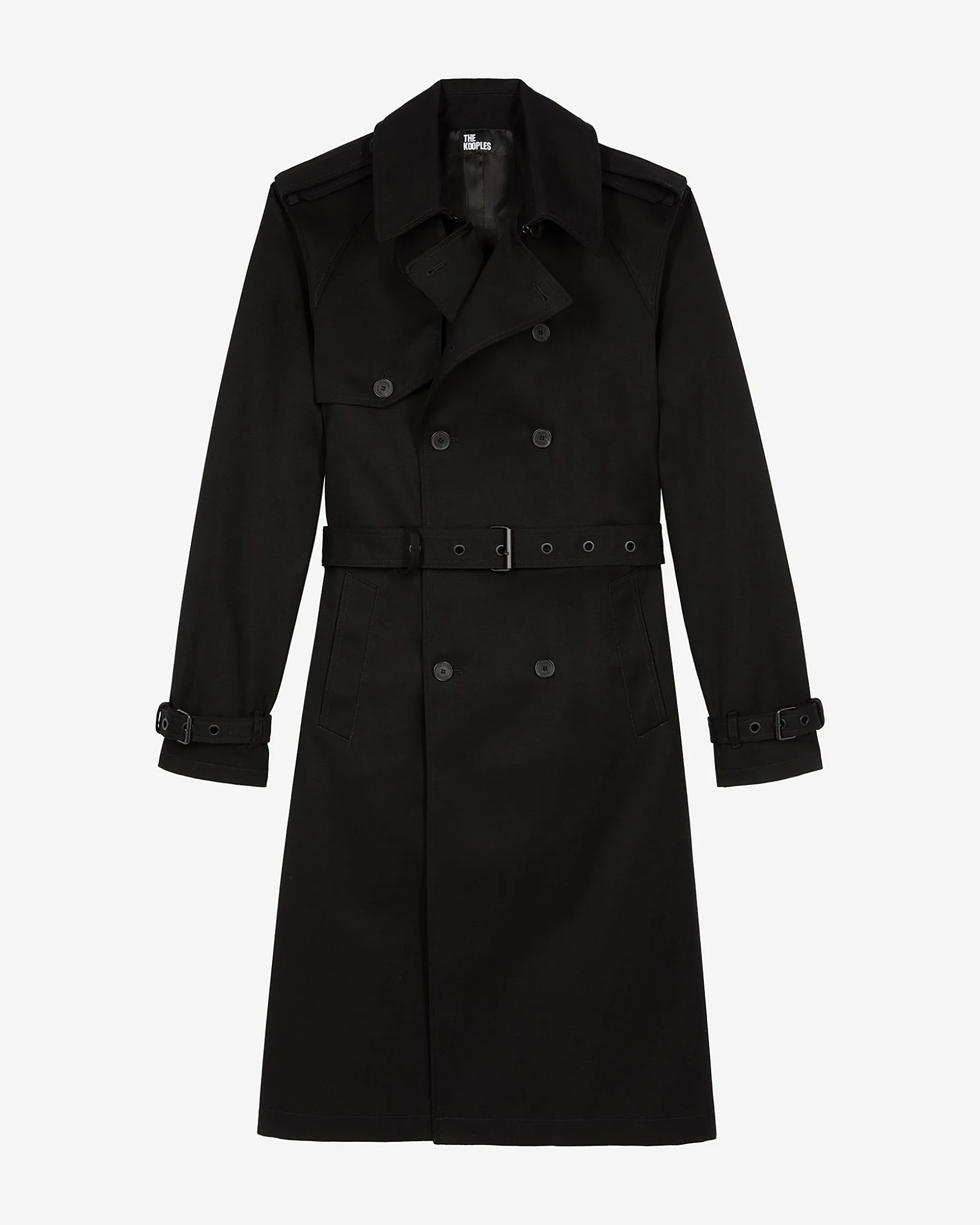 Trench coupe droite en coton noir
