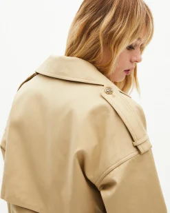 Trench court en coton beige
