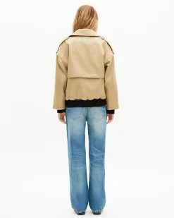 Trench court en coton beige