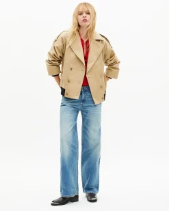 Trench court en coton beige