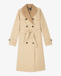 Trench doublé en laine mélangée beige