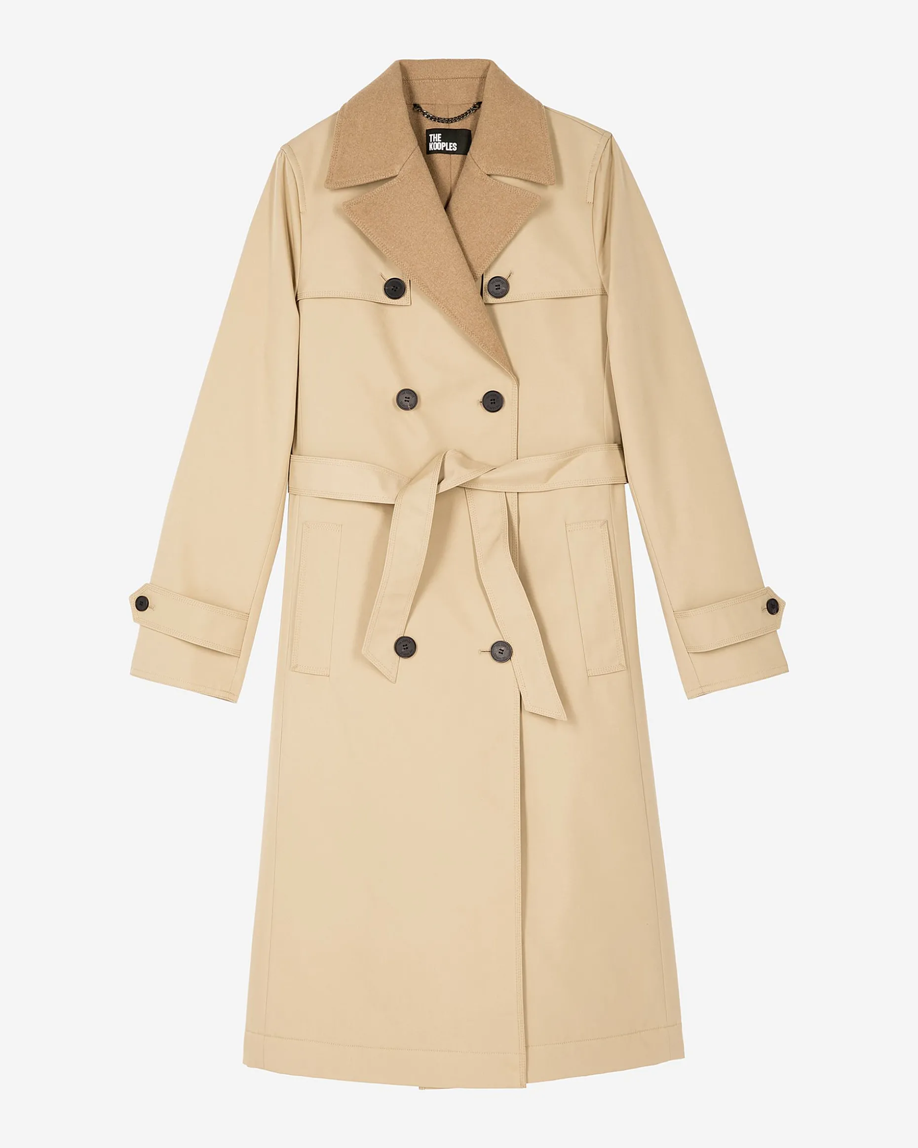 Trench doublé en laine mélangée beige