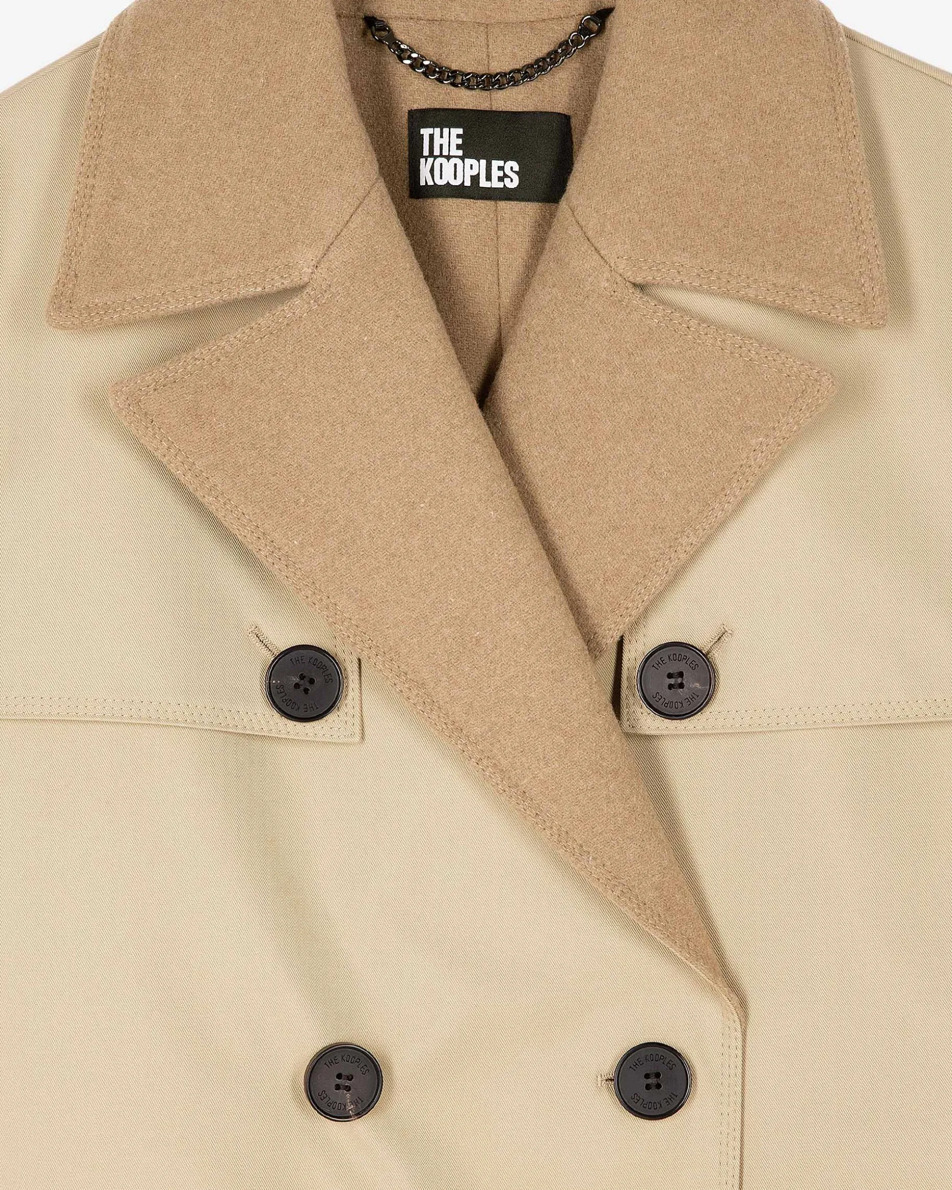 Trench doublé en laine mélangée beige