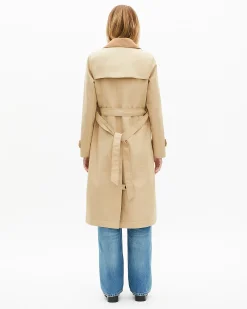 Trench doublé en laine mélangée beige