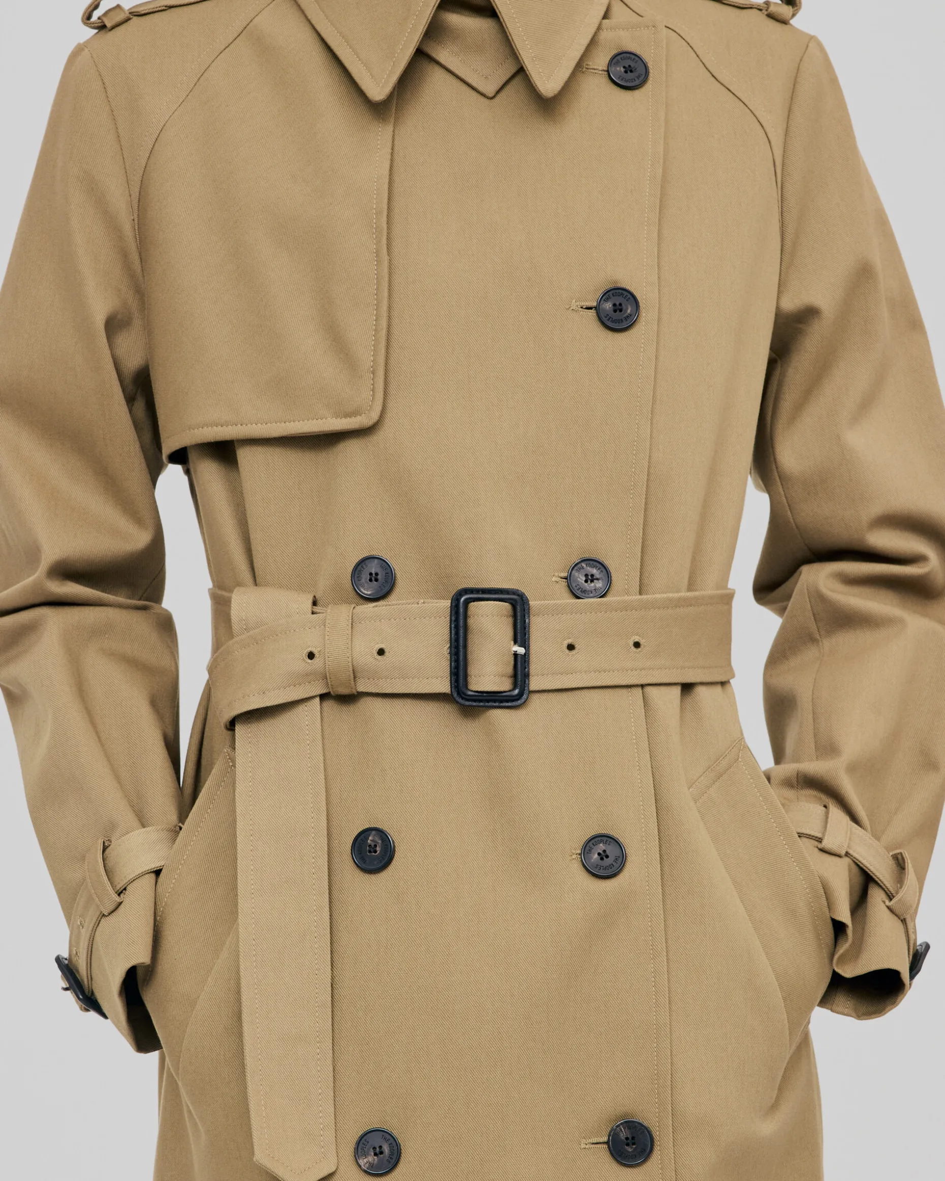Trench long en coton beige