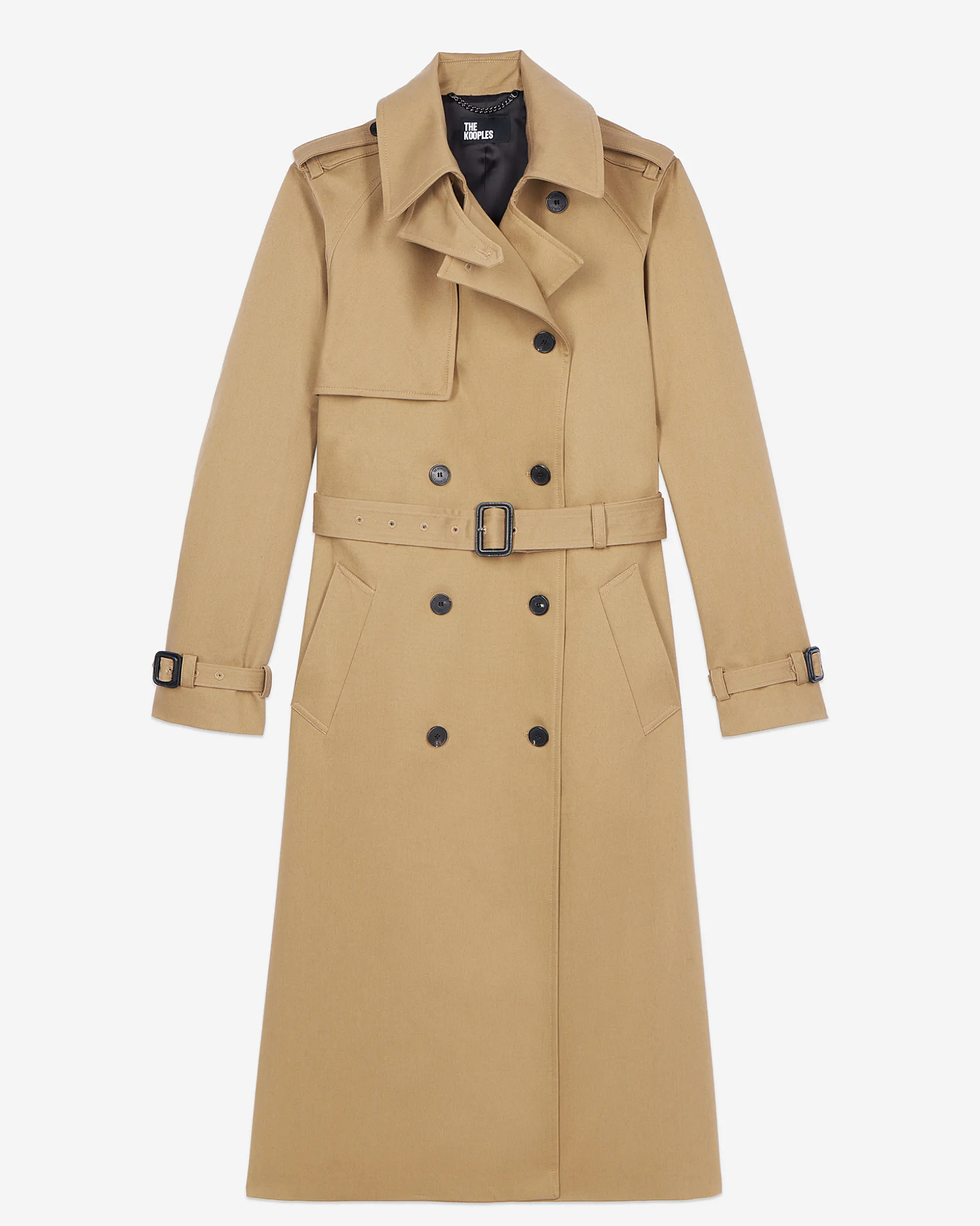 Trench long en coton beige