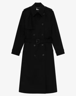 Trench long en coton noir