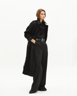 Trench long en coton noir