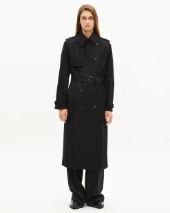 Trench long en coton noir