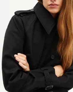 Trench long en coton noir