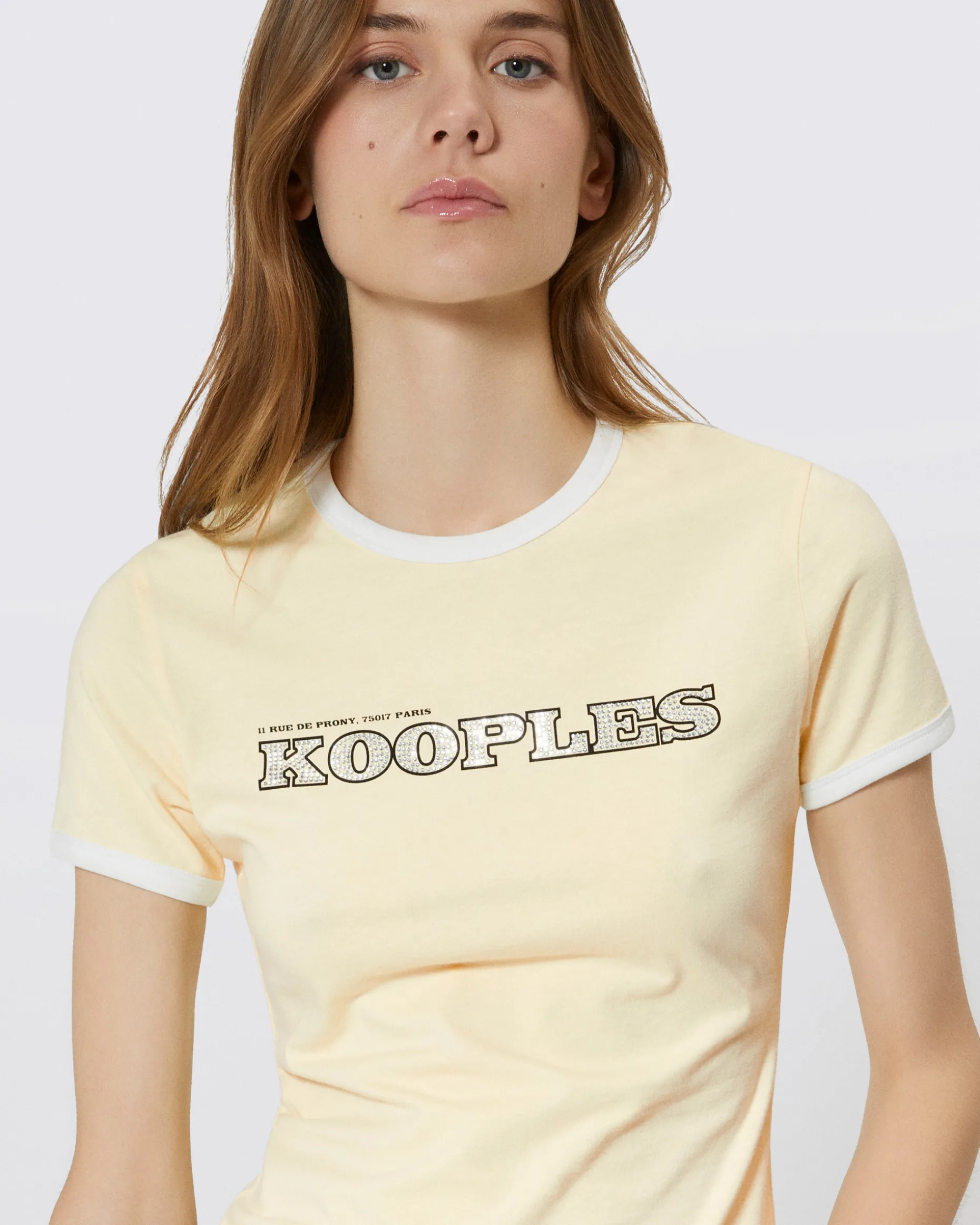 T-shirt avec logo strassé jaune