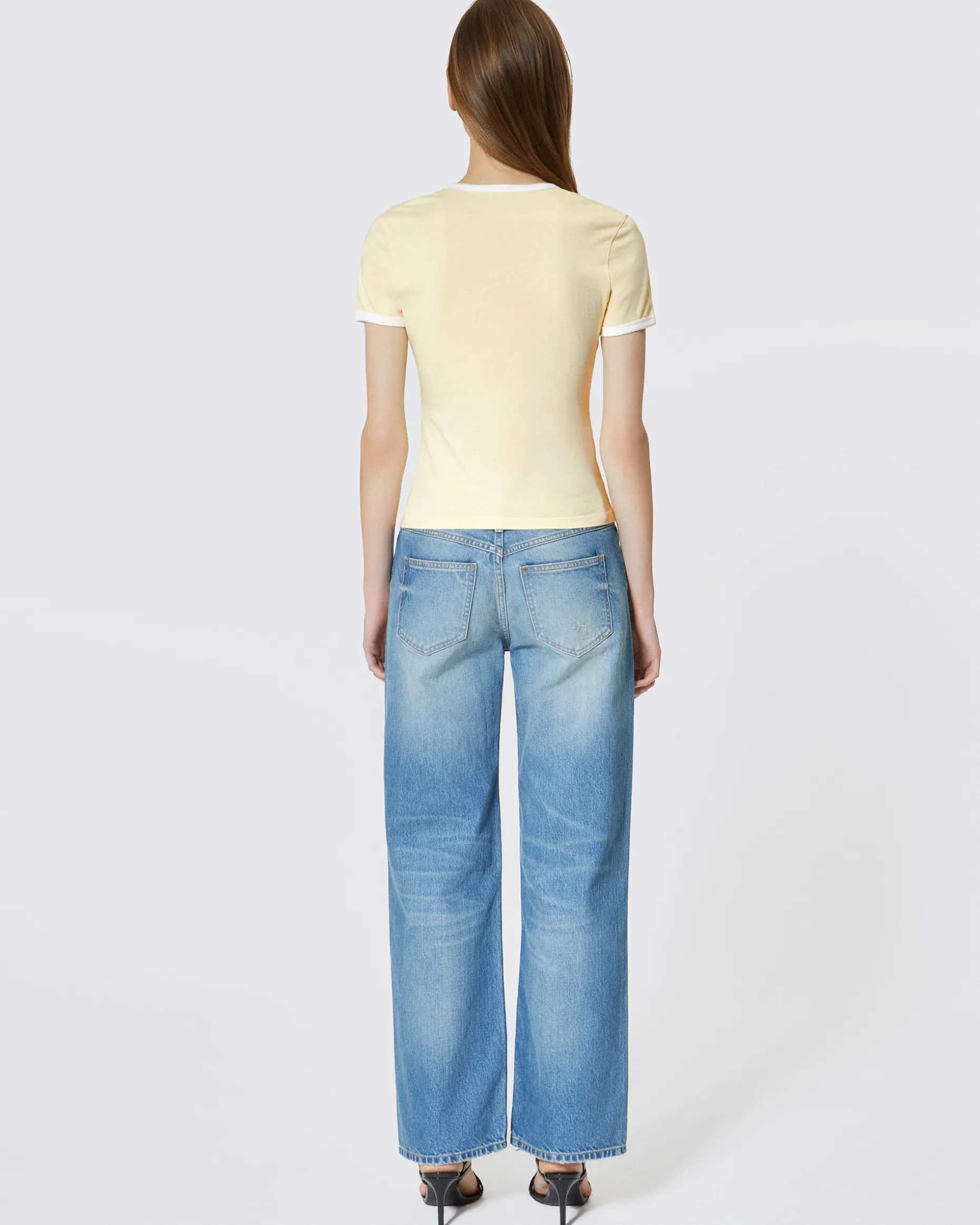 T-shirt avec logo strassé jaune