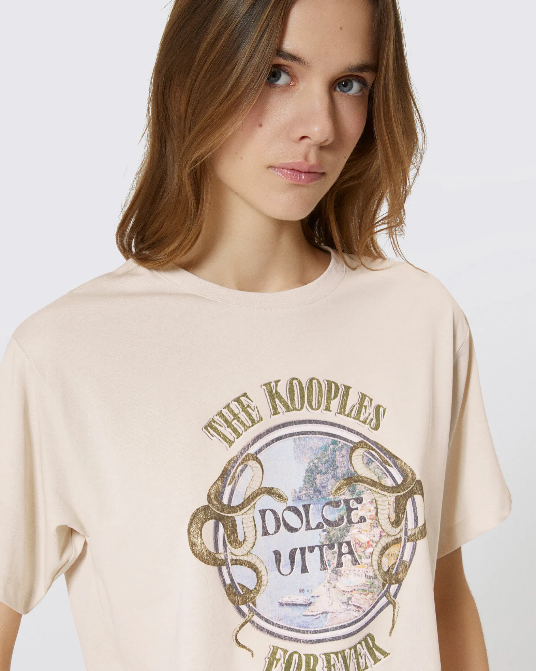 T-shirt avec sérigraphie beige