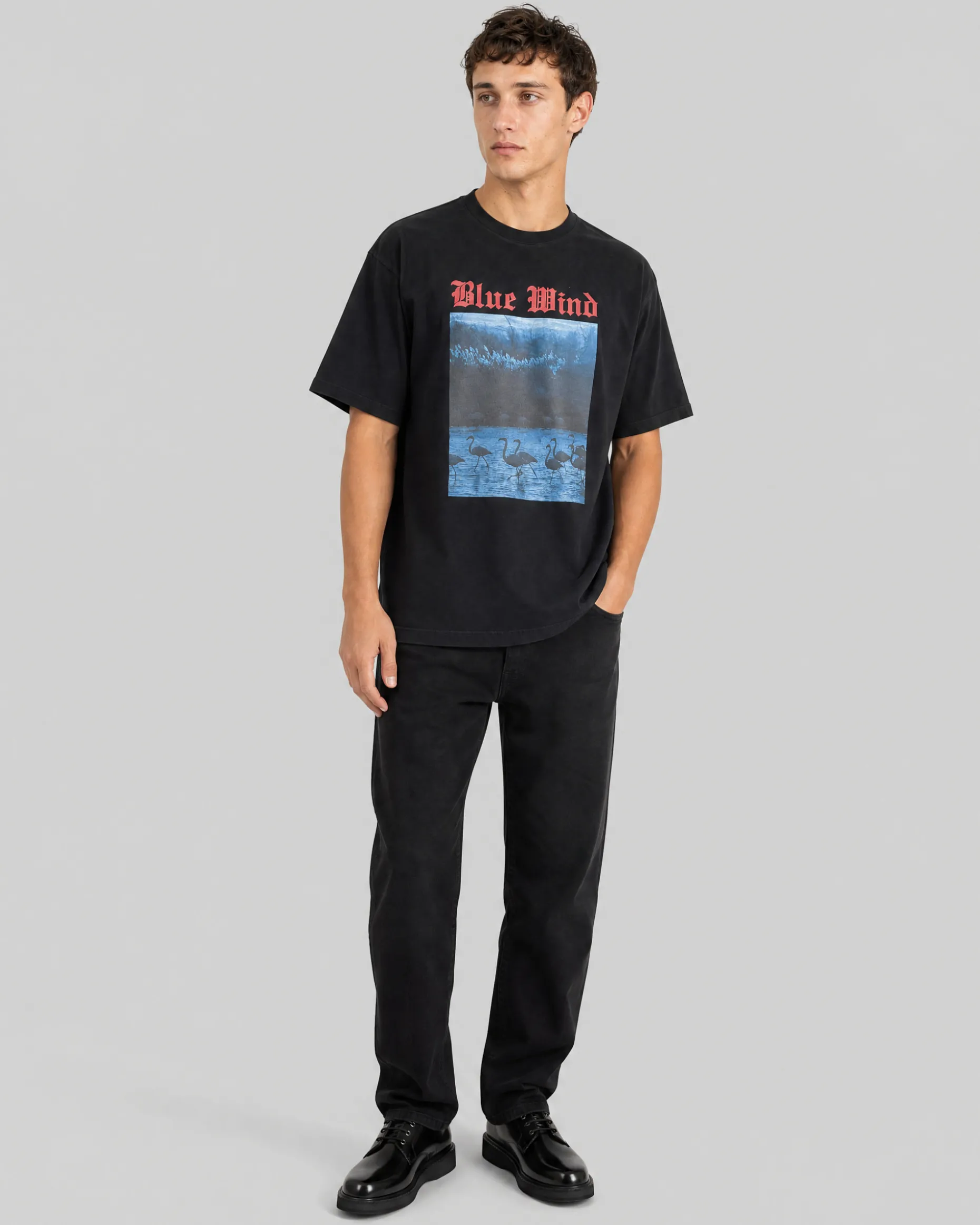 T-shirt avec sérigraphie Blue Wind noir