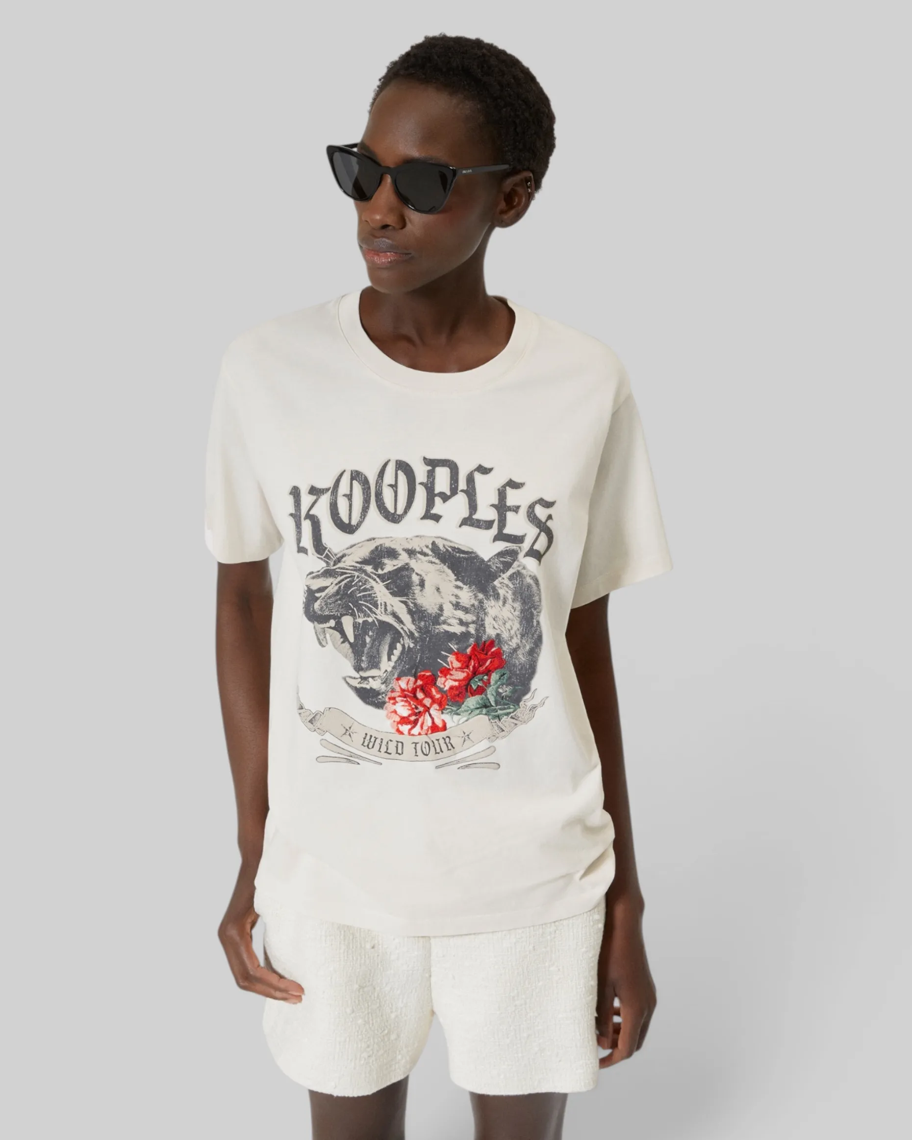 T-shirt avec sérigraphie écru