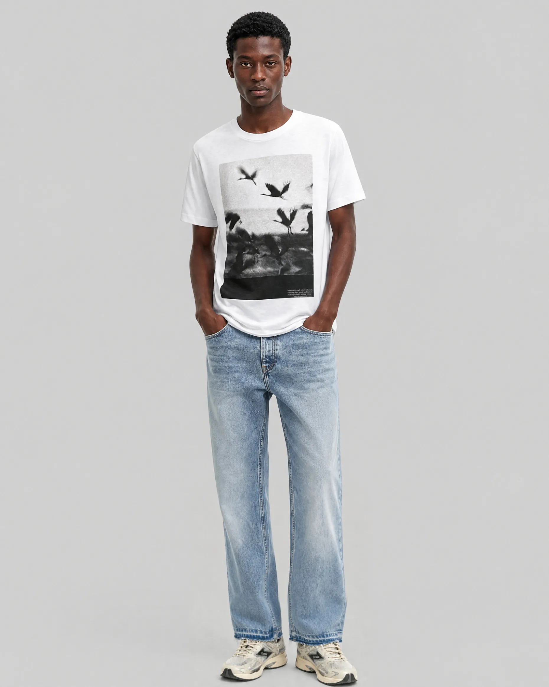 T-shirt avec sérigraphie oiseaux blanc