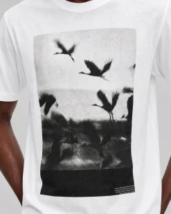 T-shirt avec sérigraphie oiseaux blanc