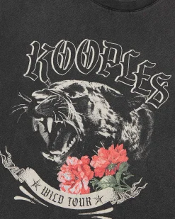 T-shirt avec sérigraphie Panthère noir