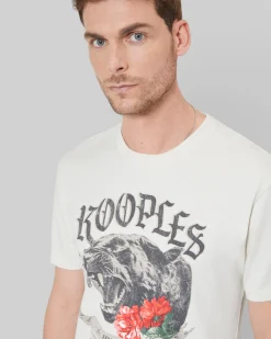 T-shirt avec sérigraphie Panthère beige