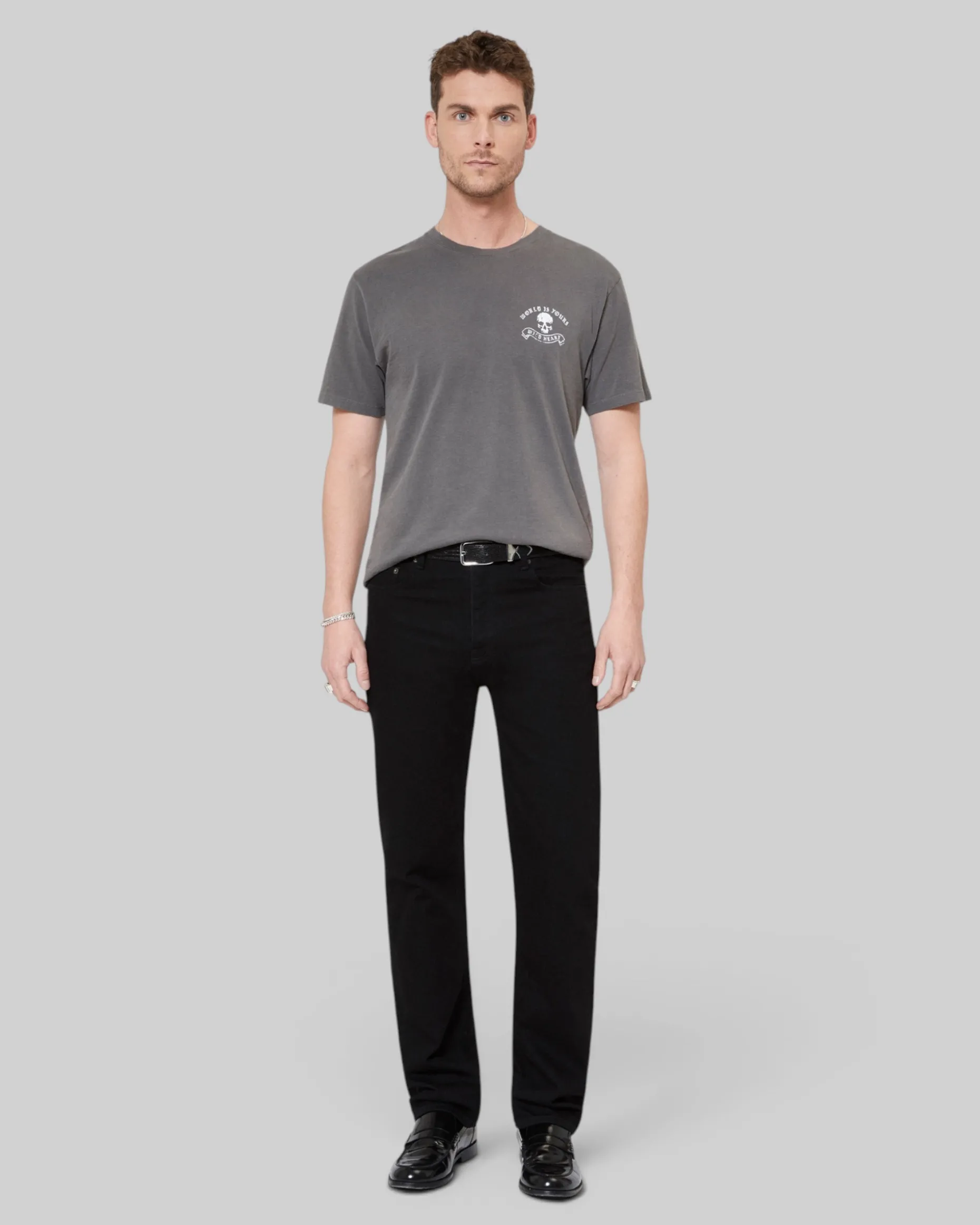 T-shirt avec sérigraphie Skull gris