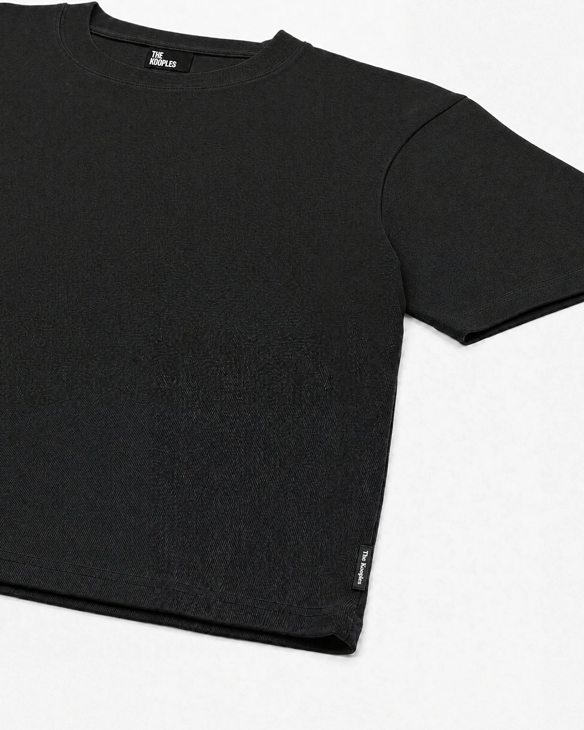 T-shirt col rond en coton noir