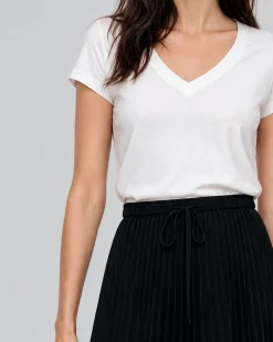 T-shirt col V en coton blanc