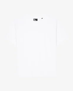 T-shirt droit en coton mélangé blanc